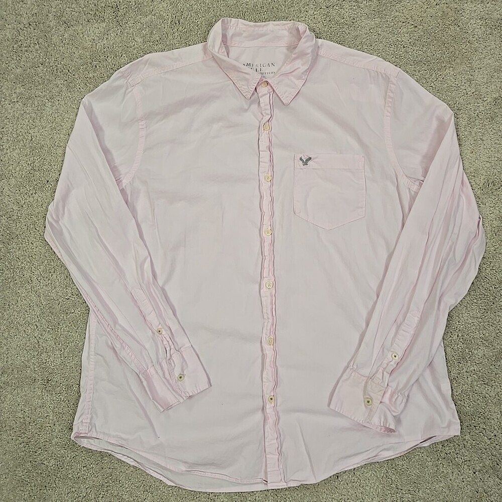 American Eagle Long Sleeve Button Up Vintage Pink XXL Shirt